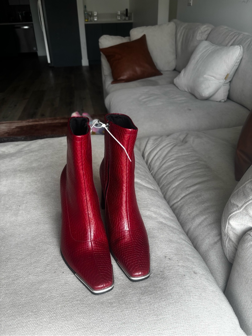 ASOS Red Women's Ankle Boots - Sleek Zip-Front Chelsea Style